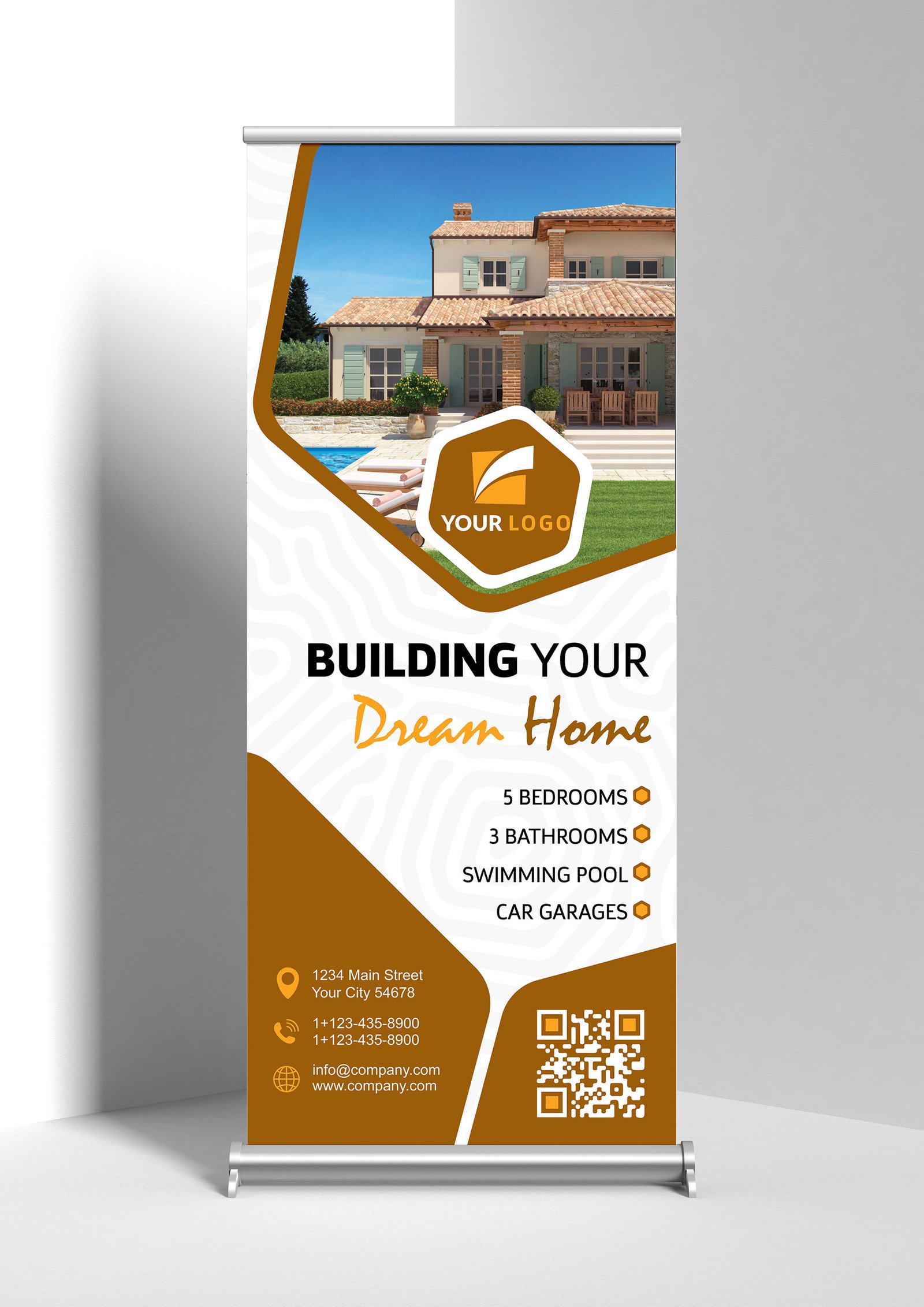 Property Roll Up Banner AI Template Brown